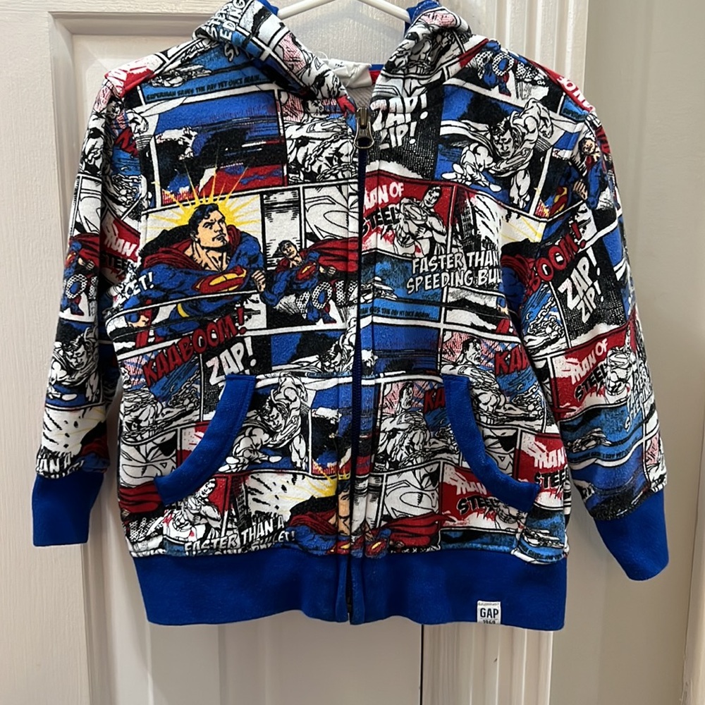 Gap Brand Toddler Boy's Superman zip-up hooded jacket, 2t - Picture 5 of 7